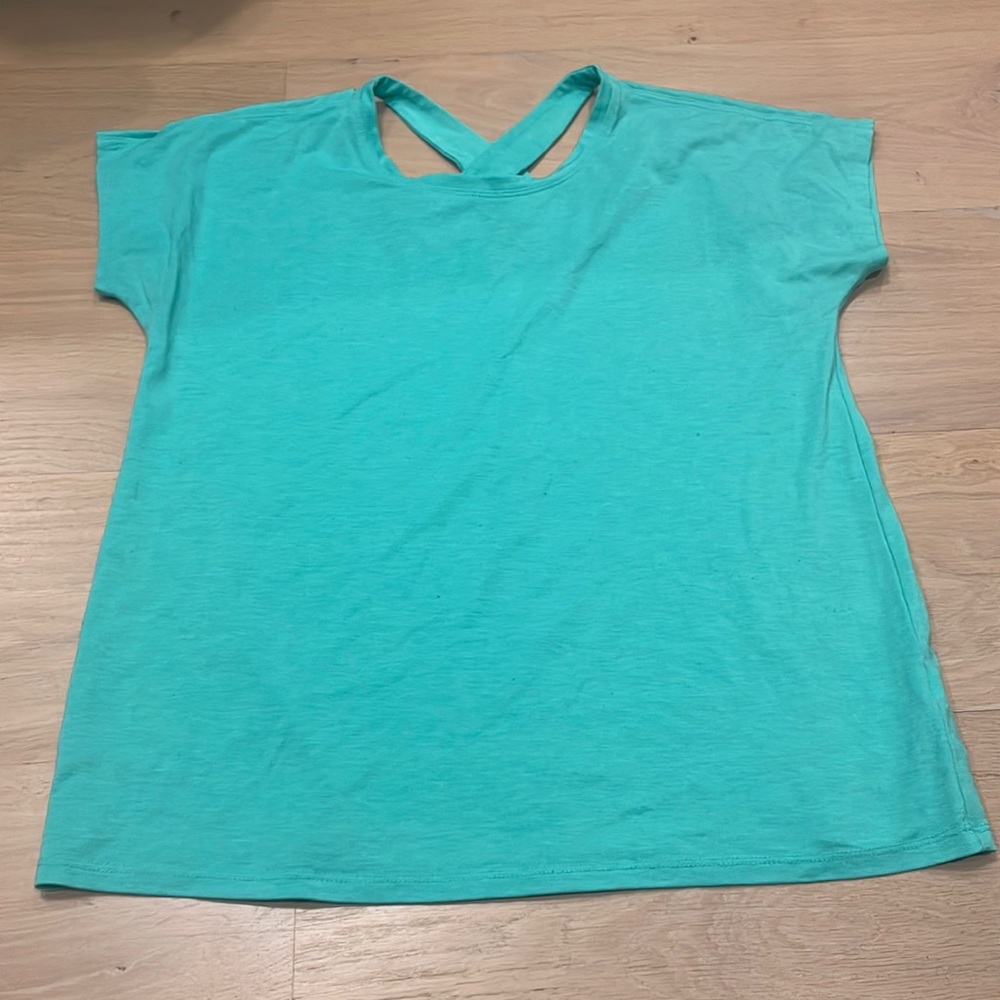 Athleta girl comfortable stretchy new condition t-shirt with pretty cross